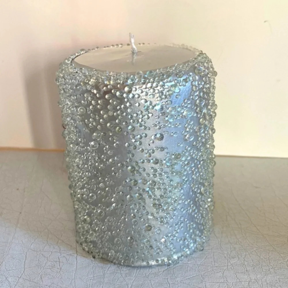 Z Gallerie Silver‎ Holiday Jeweled Candle NWT